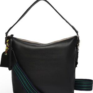 Consuela Evie Black Hobo Bag with Colorful Strap